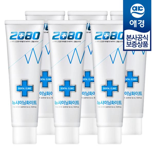 [애경] 2080 뉴샤이닝 화이트 베이직 치약 120g x 6개