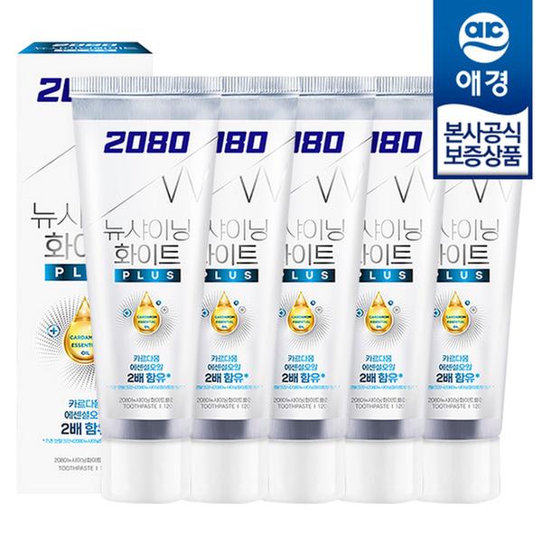 [애경] 2080 뉴샤이닝 화이트 플러스 치약 140g x 5개