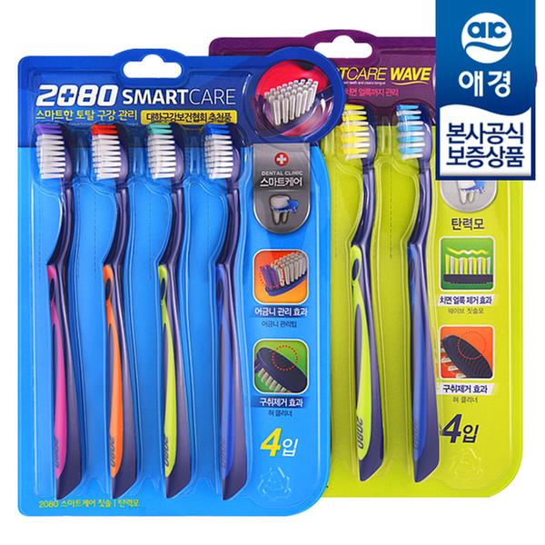 [애경] 2080 스마트케어 칫솔 4입 x 2개