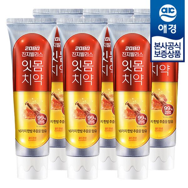 [애경] 2080 진지발리스 골드진생 치약 140g x 6개