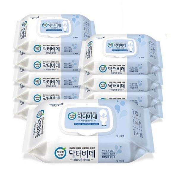 [깨끗한나라] 닥터비데 캡형 46매 X 10팩 화장실용 물티슈