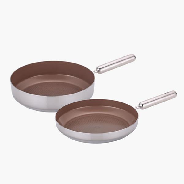 [네오플램] 엣지팬 스텐 브라운 IH 프라이팬 2종세트 (28cm 프라이팬, 28cm 궁중팬)