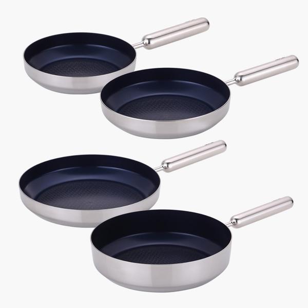 [네오플램] 엣지팬 스텐 블루 IH 쿡웨어 4종세트 (20cm 프라이팬.,24cm 프래이팬, 28cm프라이팬, 28cm 궁중팬)