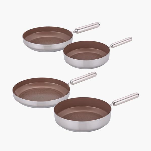 [네오플램] 엣지팬 스텐 브라움 IH 쿡웨어 4종세트 (20cm 프라이팬.,24cm 프래이팬, 28cm프라이팬, 28cm 궁중팬)