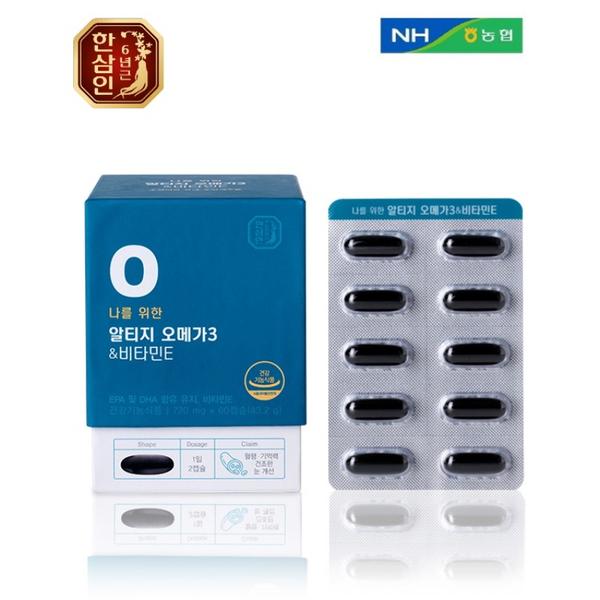 [농협] 한삼인 나를위한 알티지 오메가3&비타민E 720mg x 60캡슐 (선물 쇼핑백 증정)