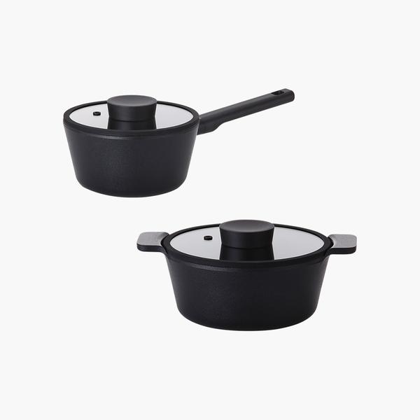 [네오플램] 불칸 IH 인덕션 냄비 2종 세트 (편수 냄비 18cm + 양수 냄비 24cm)