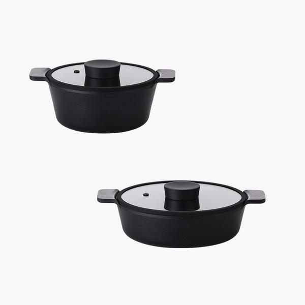 [네오플램] 불칸 IH 인덕션 냄비 2종 세트 (양수 냄비 20cm + 전골 냄비 24cm)