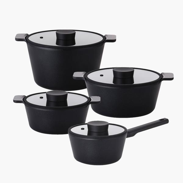 [네오플램] 불칸 IH 인덕션 냄비 4종 세트 (편수 냄비 18cm + 양수 냄비 20cm + 양수 냄비 24cm + 곰솥 냄비 26cm)