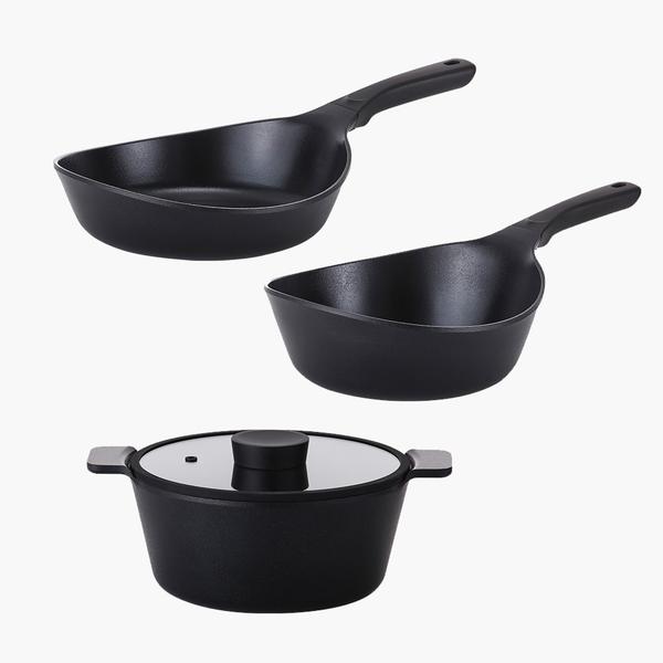 [네오플램] 불칸 IH 인덕션 쿡웨어 3종 세트 ( 프라이팬 24cm + 궁중팬 24cm + 양수 냄비 24cm)