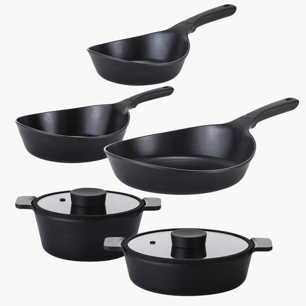 [네오플램] 불칸 IH 인덕션 쿡웨어 5종 세트( 프라이팬 20cm + 28cm + 궁중팬 24cm + 양수 냄비 20cm + 전골 냄비 24cm 5종 세트)
