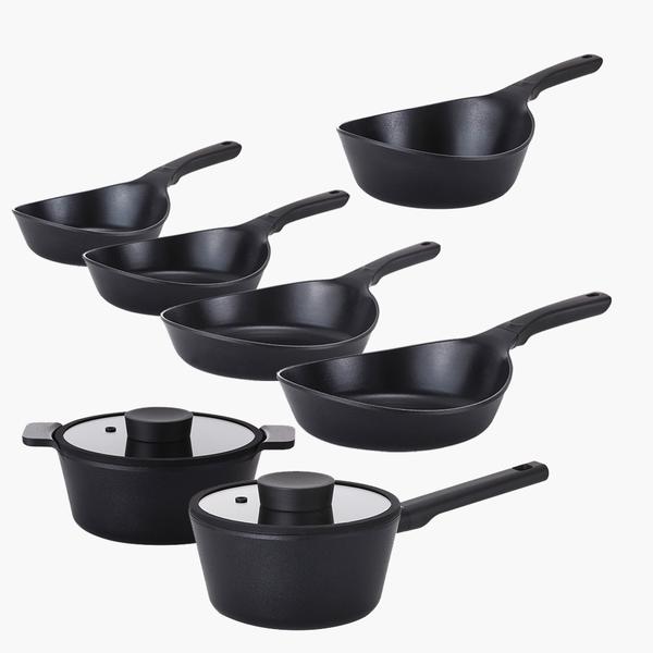 [네오플램] 불칸 IH 인덕션 쿡웨어 7종 세트 ( 프라이팬 20cm, 프라이팬 24cm, 프라이팬 26cm, 프라이팬 28cm, 궁중팬 24cm 편수 냄비 18cm, 양수 냄비 20cm)
