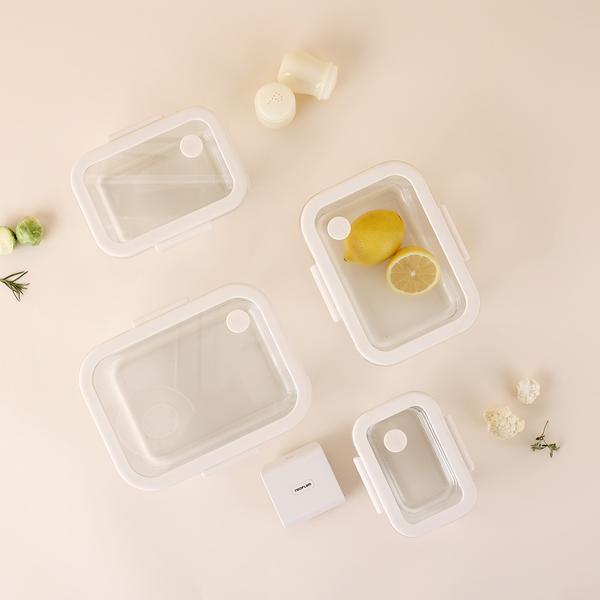 [네오플램] 글라쎄z 4종+ 진공펌프 세트 (460ml1개+800ml1개+1200ml1개+1900ml1개+진공펌프) - 아이보리