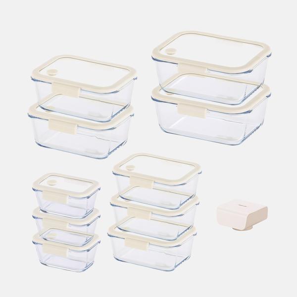 [네오플램] 글라쎄Z 진공 11종 세트 (460ml 3개 + 800ml 3개 + 1,200ml 2개 + 1,900ml 2개 + 진공펌프) - 아이보리