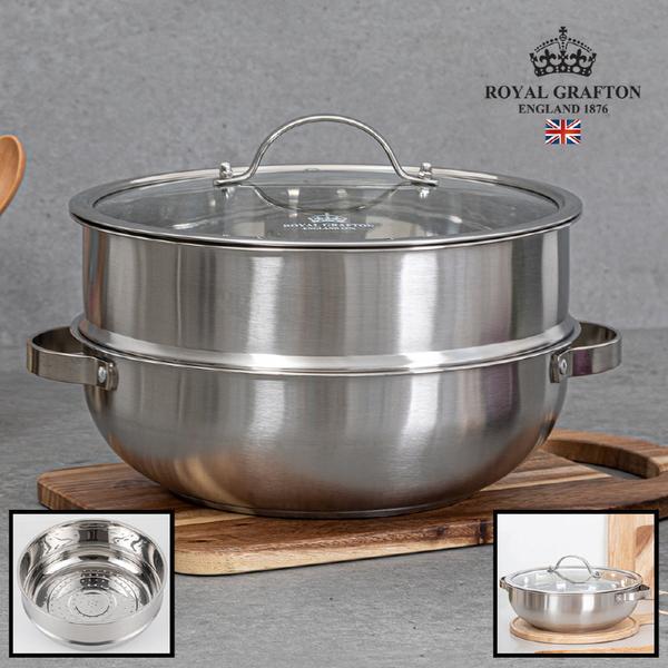 [로얄그래프톤] 리썸 IH 스텐냄비 2단 찜솥 28cm
