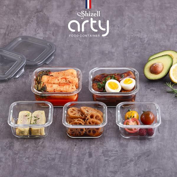 [쉬젤] 아티 내열용기 정사각 5종세트 (정사각320ml*3ea+520ml*2ea)