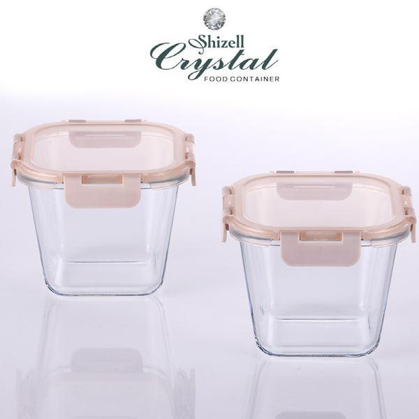 [쉬젤] 크리스탈 Deep 내열밀폐용기 2종세트(중) (딥정사각900ml*2ea)