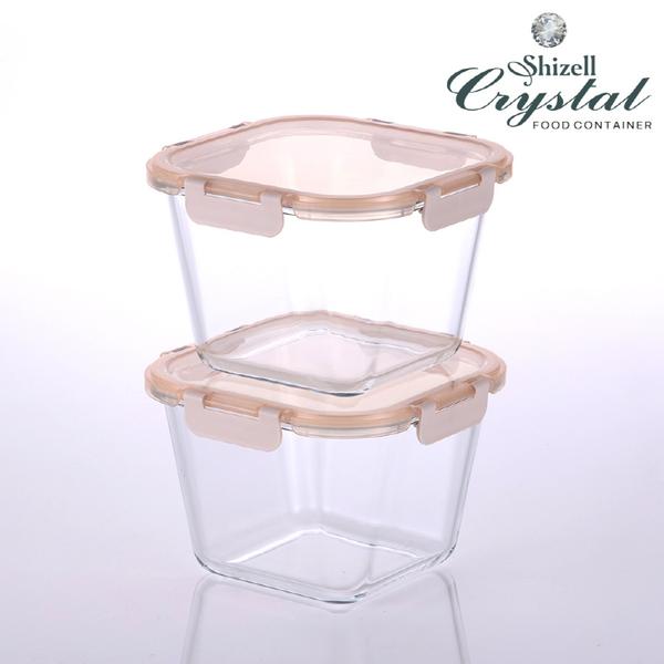 [쉬젤] 크리스탈 Deep 내열밀폐용기 2종세트(대) (딥정사각1,950ml*2ea)