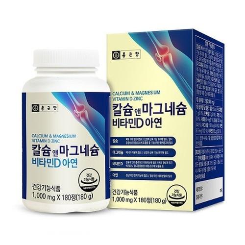 [종근당] 칼슘 앤 마그네슘 비타민D 아연 1,000mg x 180정