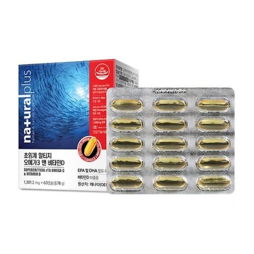 [내츄럴플러스] 초임계 알티지 오메가3 앤 비타민D  1,301mg x 60캡슐