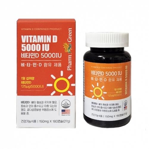팜그린 비타민D 5000IU 150mg x 180캡슐