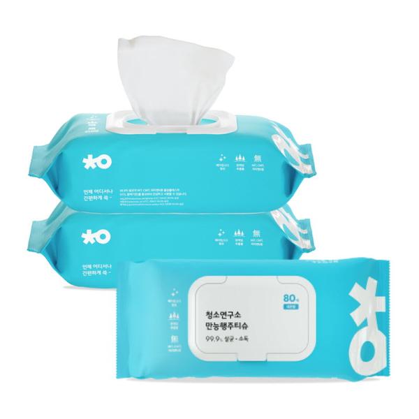 [청소연구소] 국내생산 살균소독 만능 행주티슈 (80매*3팩)