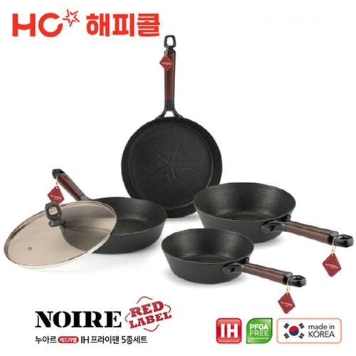 [해피콜] 누아르 레드라벨 IH 프라이팬 디럭스 5종세트