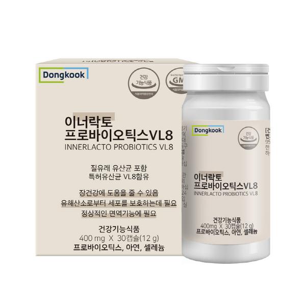 [동국헬스케어] 1+1 이너락토 질유래 유산균 프로바이오틱스 VL8 (400mg*30캡슐)