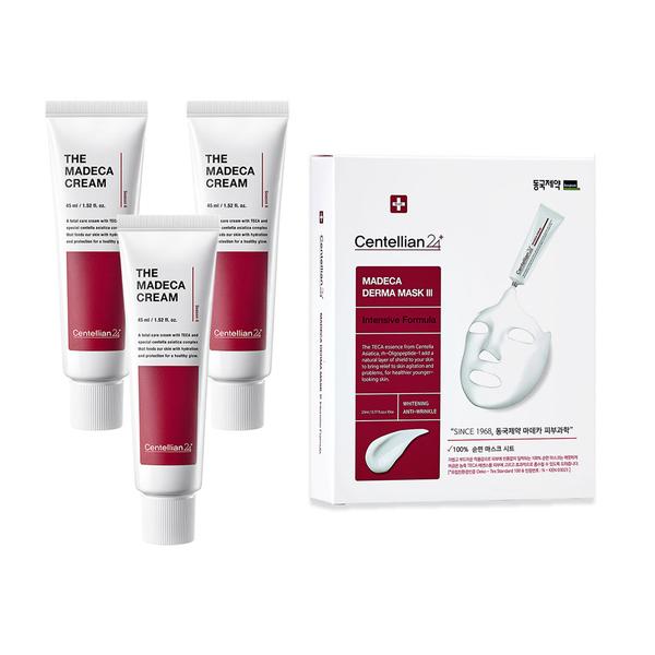 동국제약 센텔리안24 더 마데카 크림 45ml X 3EA + 센텔리안24 더마마스크3 인텐시브 포뮬러 1박스