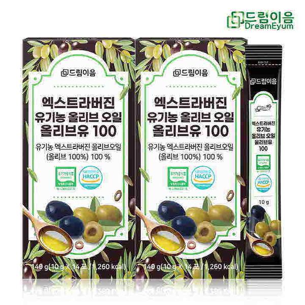 [드림이음] 엑스트라버진 유기농 올리브오일 올리브유100 총2박스(1박스내 10gx14포)