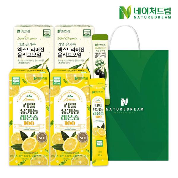 네이처드림 리얼 유기농 레몬즙 100 20g x 28포 + 올리브오일 10g x 28포