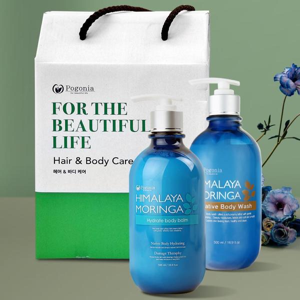 포고니아 히말라야 모링가 2종 선물세트(모링가 바디워시 500ml 1개 + 바디밤 500ml 1개)
