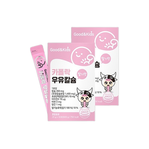 굿앤키즈 카폴락 우유칼슘 30포 2박스 CBP 비타민D 어린이 액상형