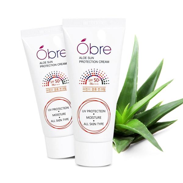 [오일리아]오브레 알로에 썬프로텍션 크림 SPF50 PA+++ 40g 어린이겸용선크림(피부자극테스트 완료)