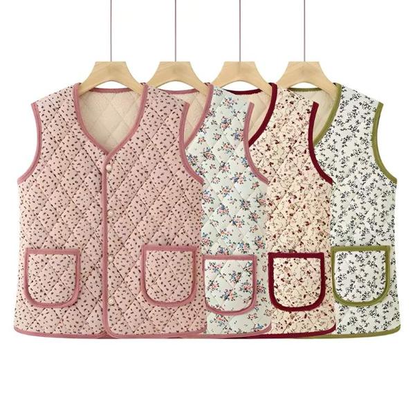 [4컬러] 퀄팅 누빔 기모 꽃조끼